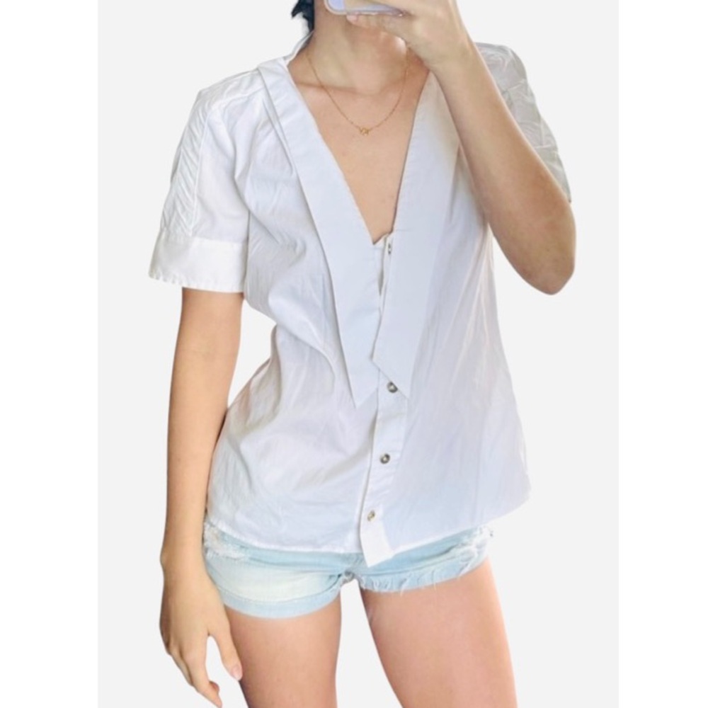 Gucci Vintage 90’s/Y2K Women’s Cotton Short Sleeve Button Down Blouse Size 38/XS
